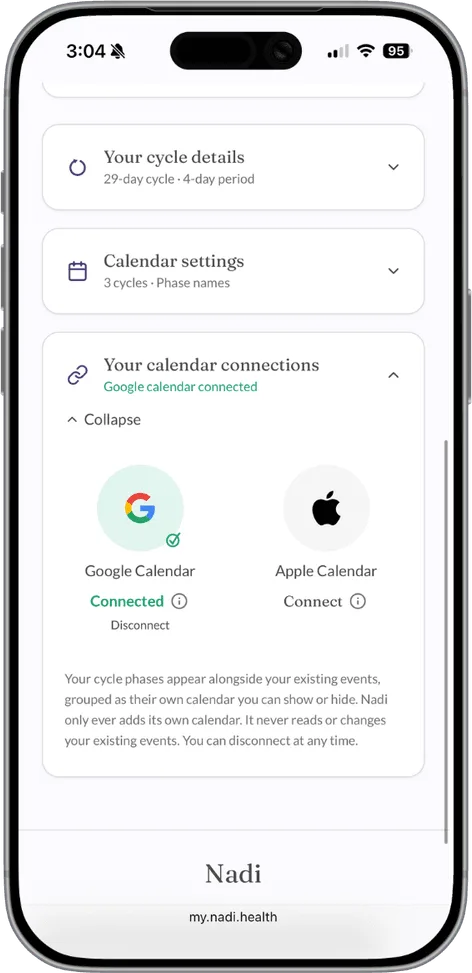 Connecting your Google or Apple calendar to Nadi